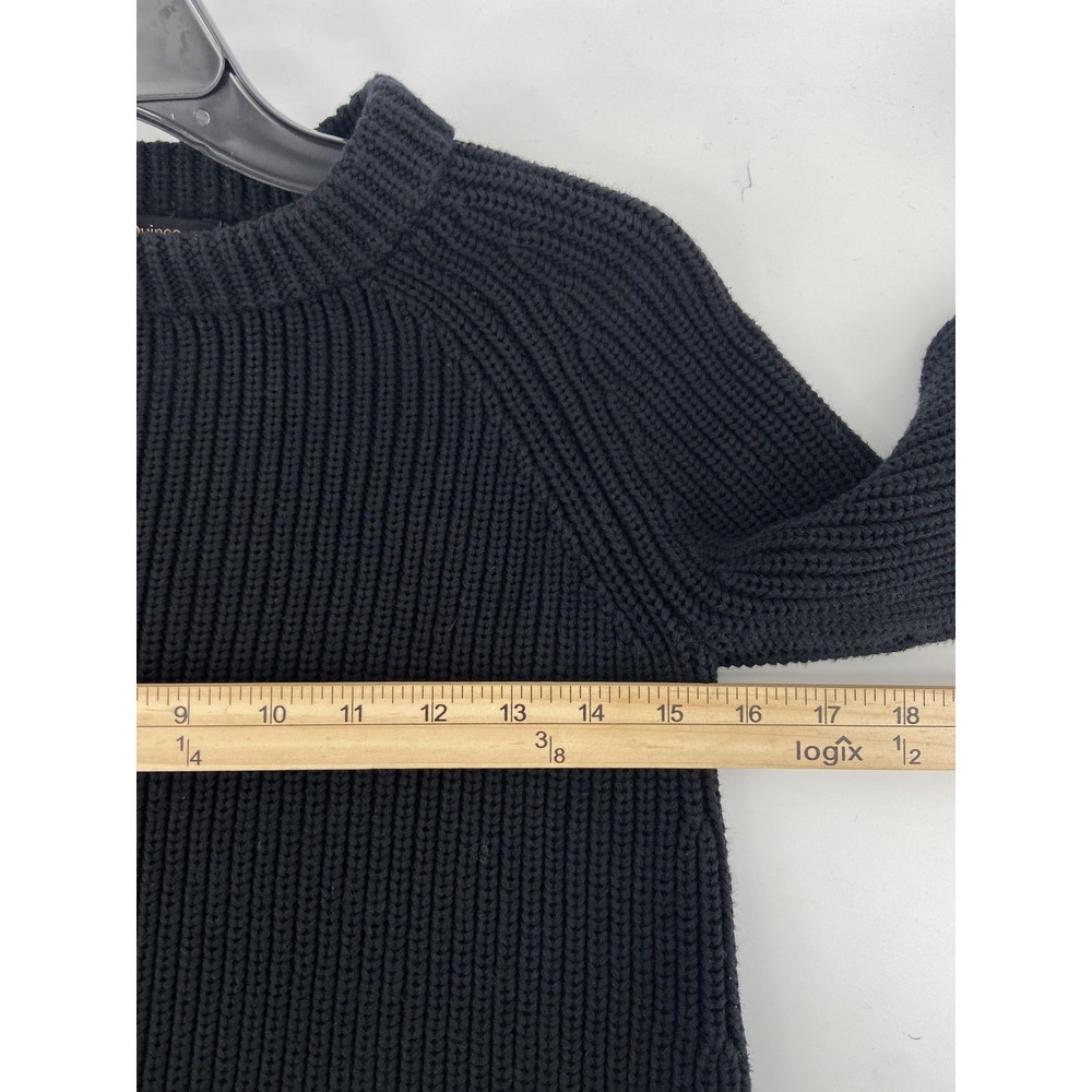 Quince Sweater Womens XS Black Organic Fisherman Crew Chunky Knit Pullover - Picture 4 of 7